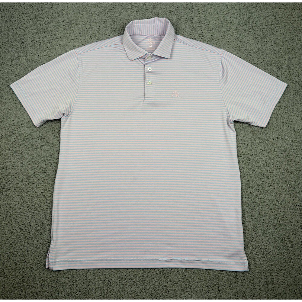 Rhoback Polo Shirt Mens M Striped Short Sleeve Performance Stretch Logo - Picture 3 of 6